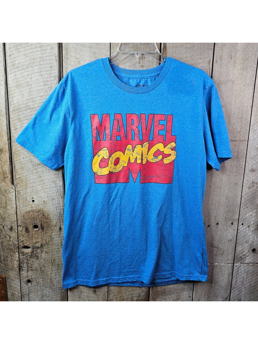 Disney Marvel Comics Logo Graphic T-Shirt Blue Adult Medium Comic Book Tee